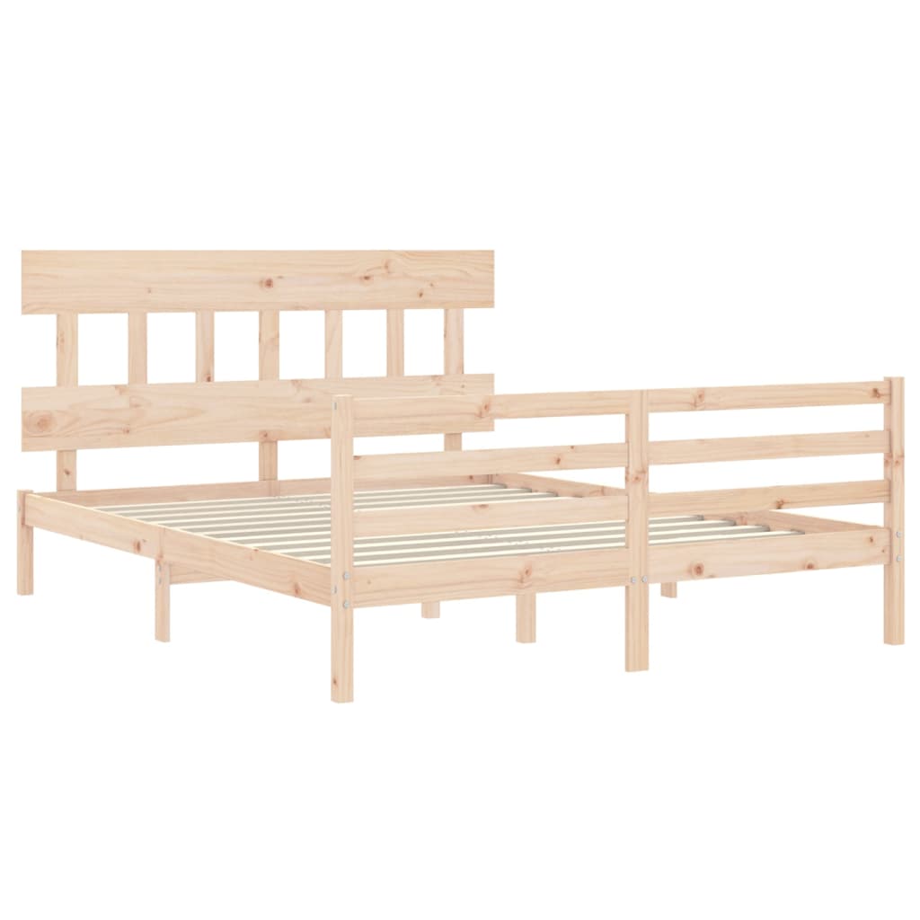 Cadru de pat cu tăblie, king size, lemn masiv GartenMobel Dekor