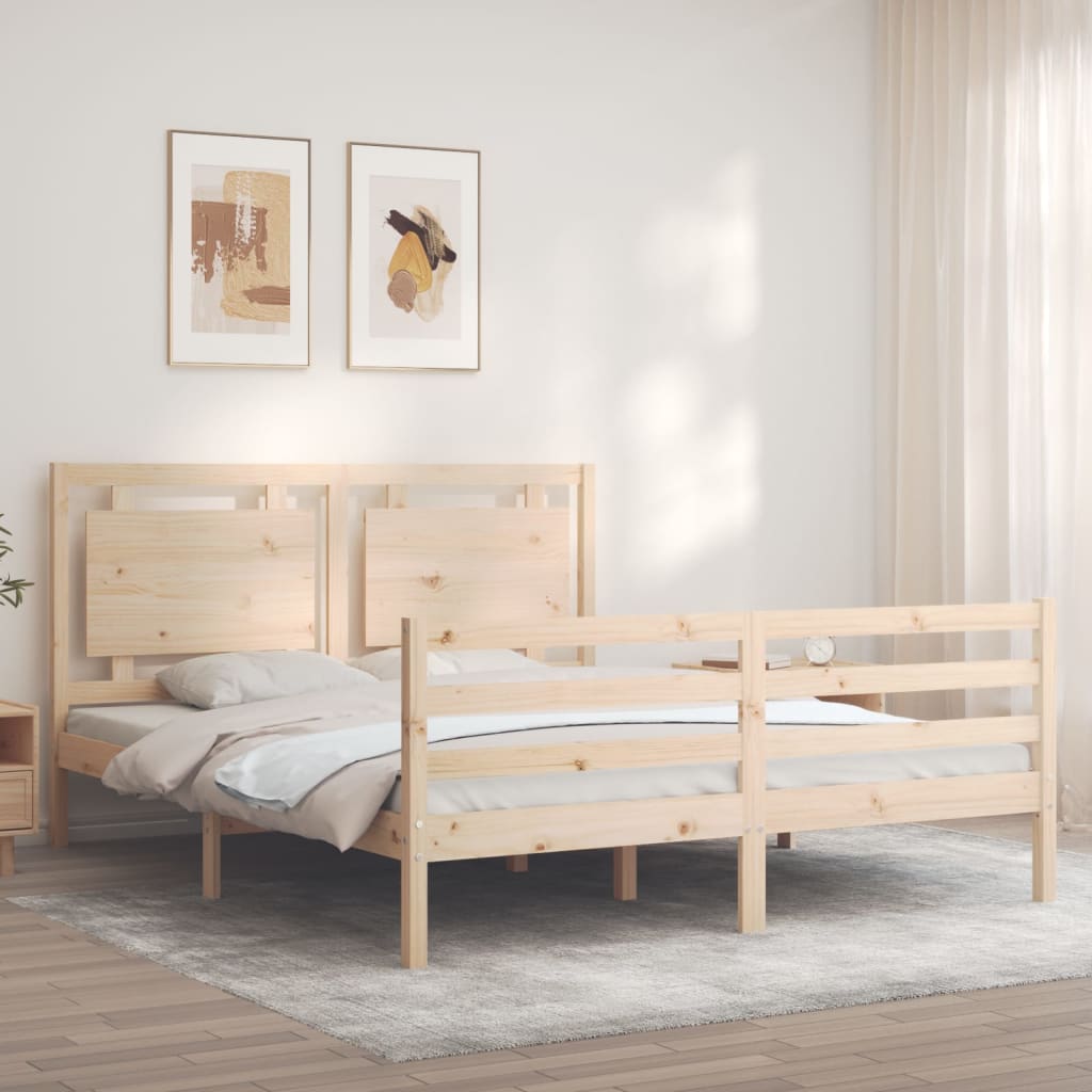Cadru de pat cu tăblie, king size, lemn masiv GartenMobel Dekor