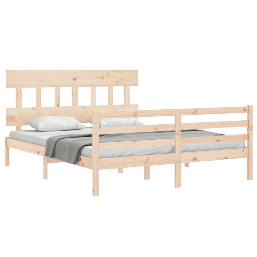 Cadru de pat cu tăblie, king size, lemn masiv GartenMobel Dekor