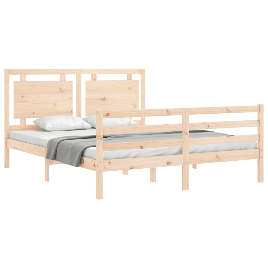 Cadru de pat cu tăblie, king size, lemn masiv GartenMobel Dekor