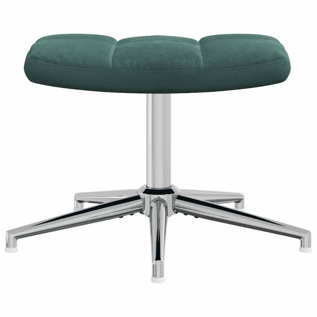 Scaun de relaxare cu taburet, verde închis, catifea GartenMobel Dekor