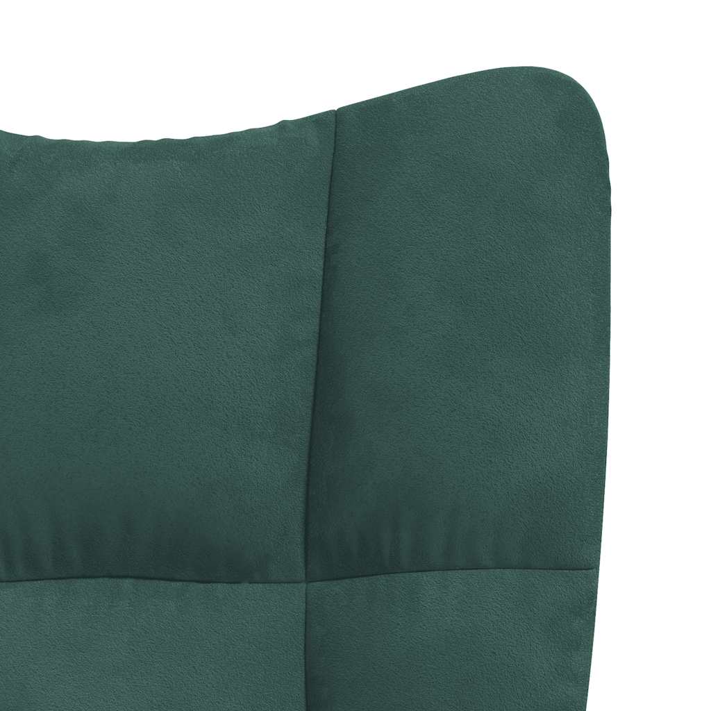 Scaun de relaxare cu taburet, verde închis, catifea GartenMobel Dekor