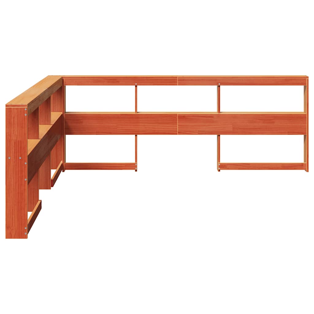 Bibliotecă tăblie în formă de L, ceară maro, lemn masiv de pin GartenMobel Dekor