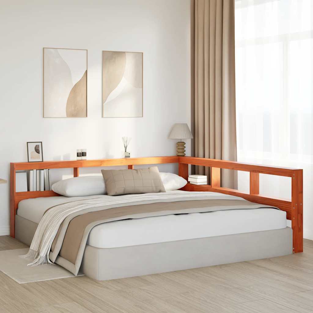 Bibliotecă tăblie în formă de L ceară maro lemn masiv de pin GartenMobel Dekor