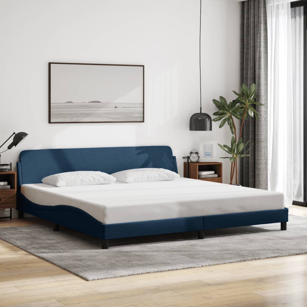 Cadru de pat fără saltea, albastru, 200x200 cm, textil GartenMobel Dekor