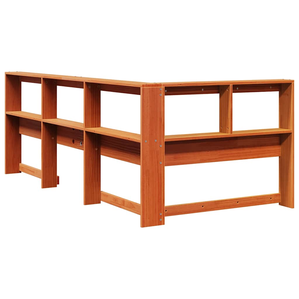 Bibliotecă tăblie în formă de L ceară maro lemn masiv de pin GartenMobel Dekor