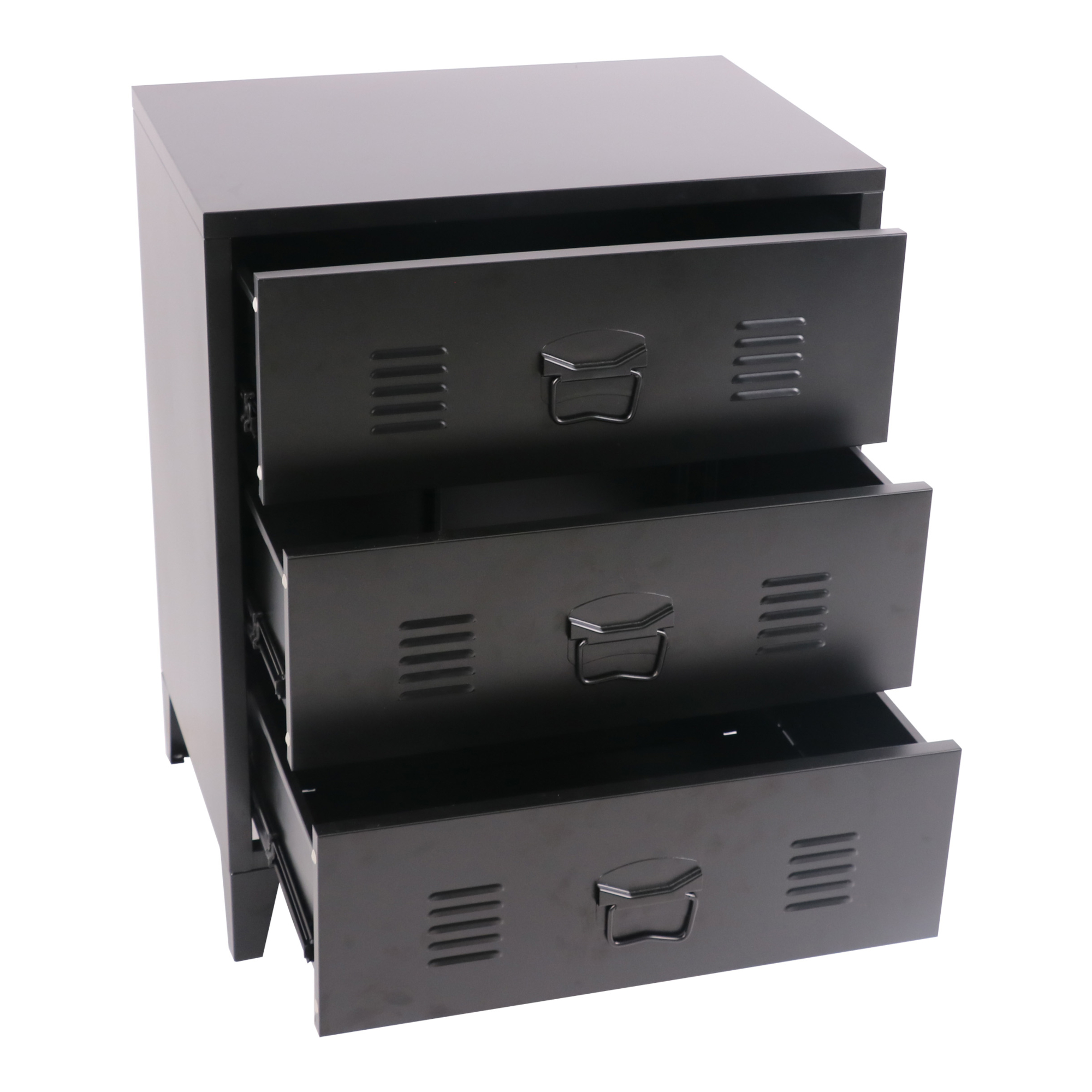 Dulap, en.casa, PXSL-0181 Hameenlinna, 72 x 60 x 40 cm, otel, negru, cu 3 sertare, design industrial HausGarden Leisure