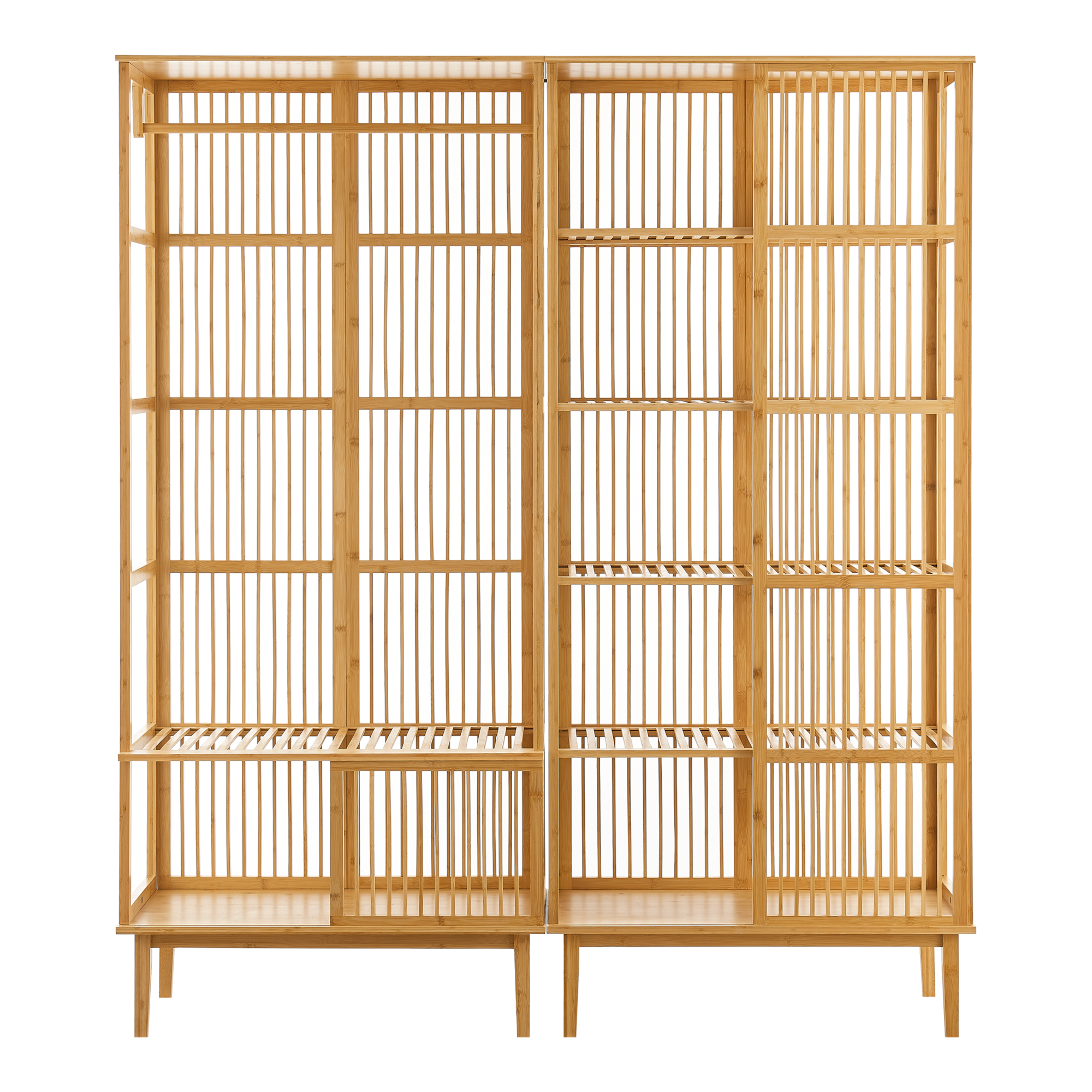 Set garderoba, en.casa, 1x PXNB-0706 - 1x PXNB-0707 Trundholm - Vemb, 185 x 160 x 45 cm, bambus, natur HausGarden Leisure