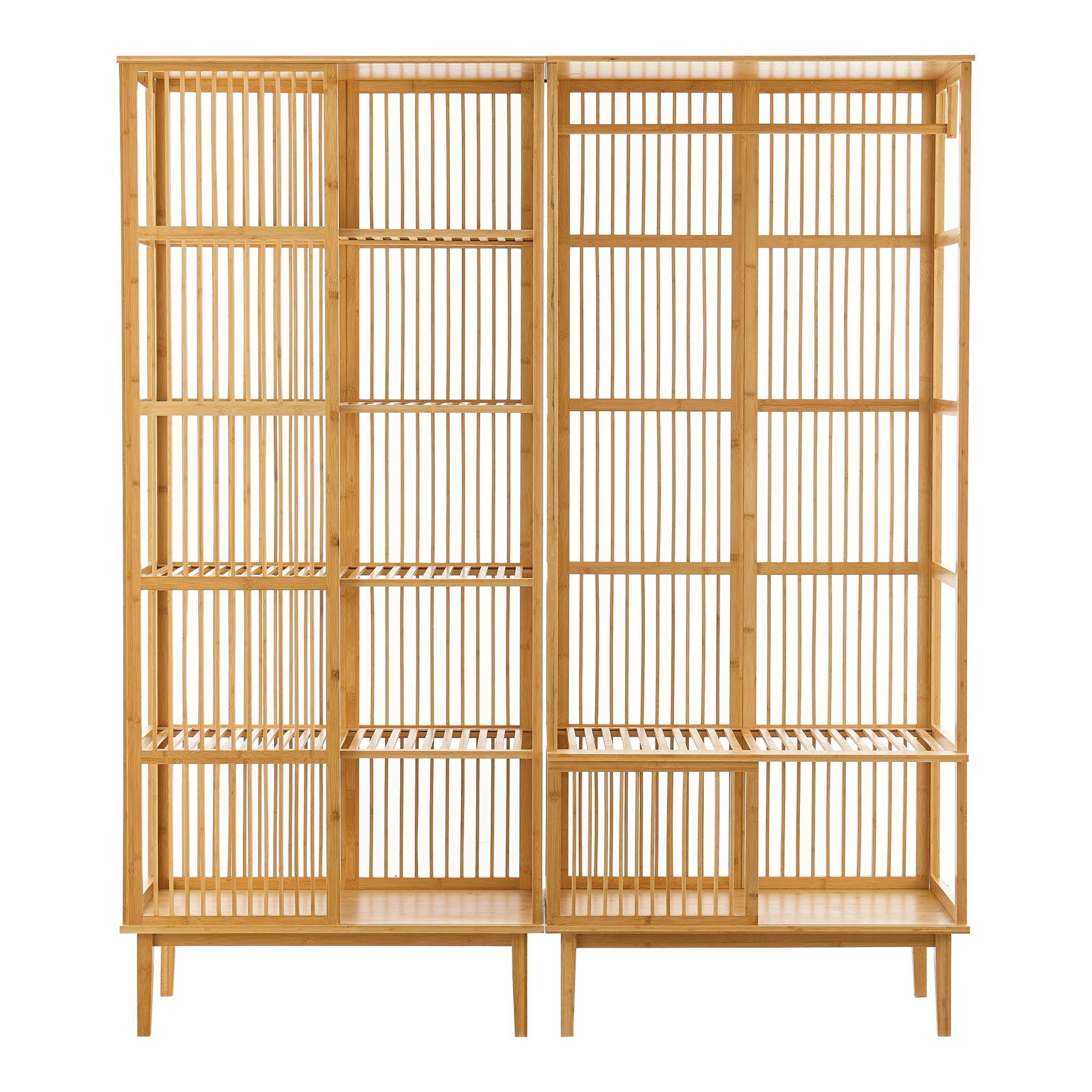 Set garderoba, en.casa, 1x PXNB-0706 - 1x PXNB-0707 Trundholm - Vemb, 185 x 160 x 45 cm, bambus, natur HausGarden Leisure