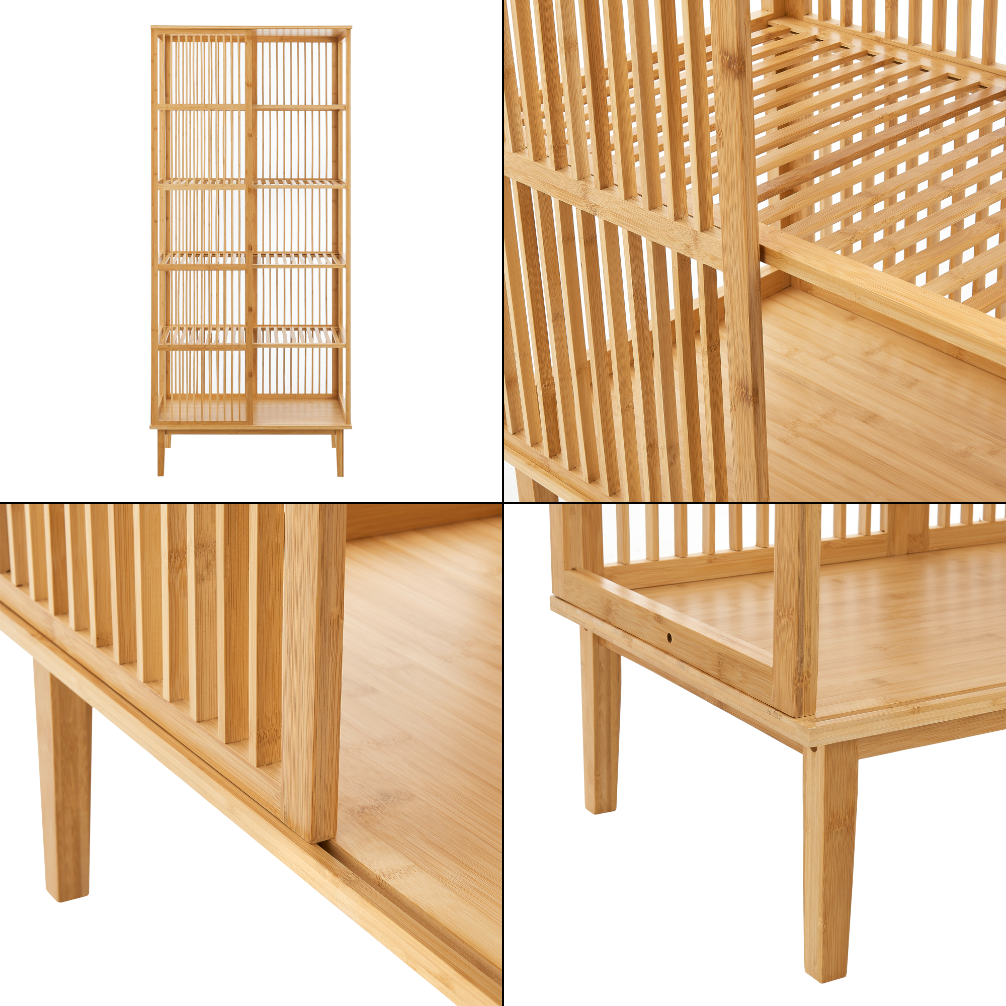 Set garderoba, en.casa, 1x PXNB-0706 - 1x PXNB-0707 Trundholm - Vemb, 185 x 160 x 45 cm, bambus, natur HausGarden Leisure