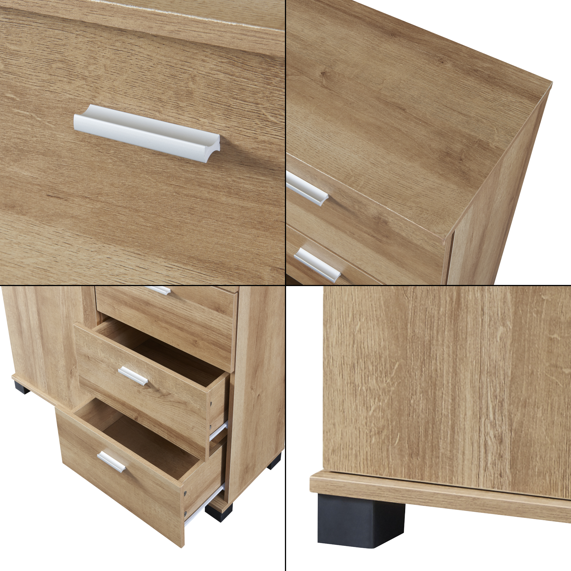 Dulap pantofi, en.casa, PXFF-3565 Dobritz, 84 x 80 x 28 cm, pal, stejar, cu 1 usa si 4 sertare HausGarden Leisure