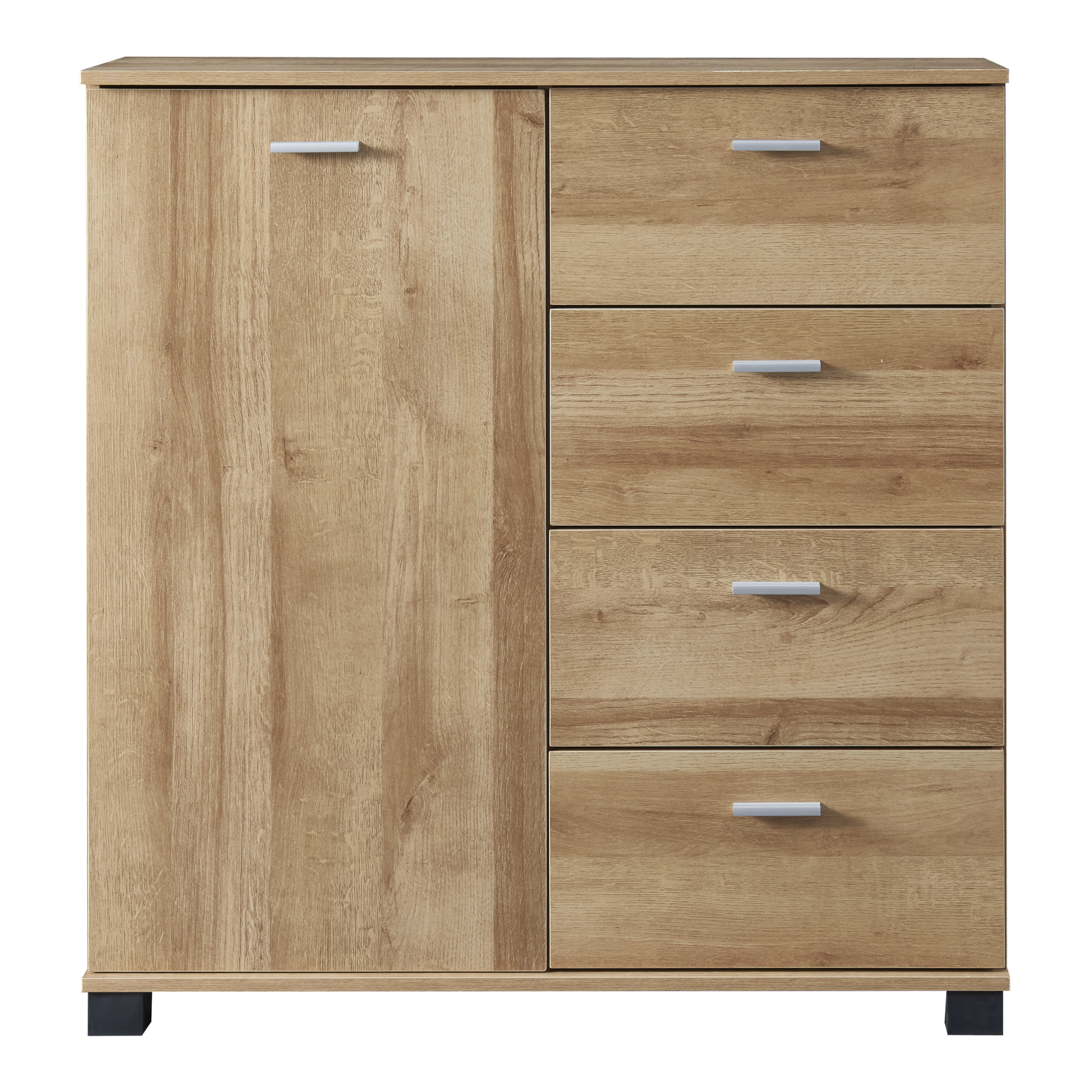 Dulap pantofi, en.casa, PXFF-3565 Dobritz, 84 x 80 x 28 cm, pal, stejar, cu 1 usa si 4 sertare HausGarden Leisure