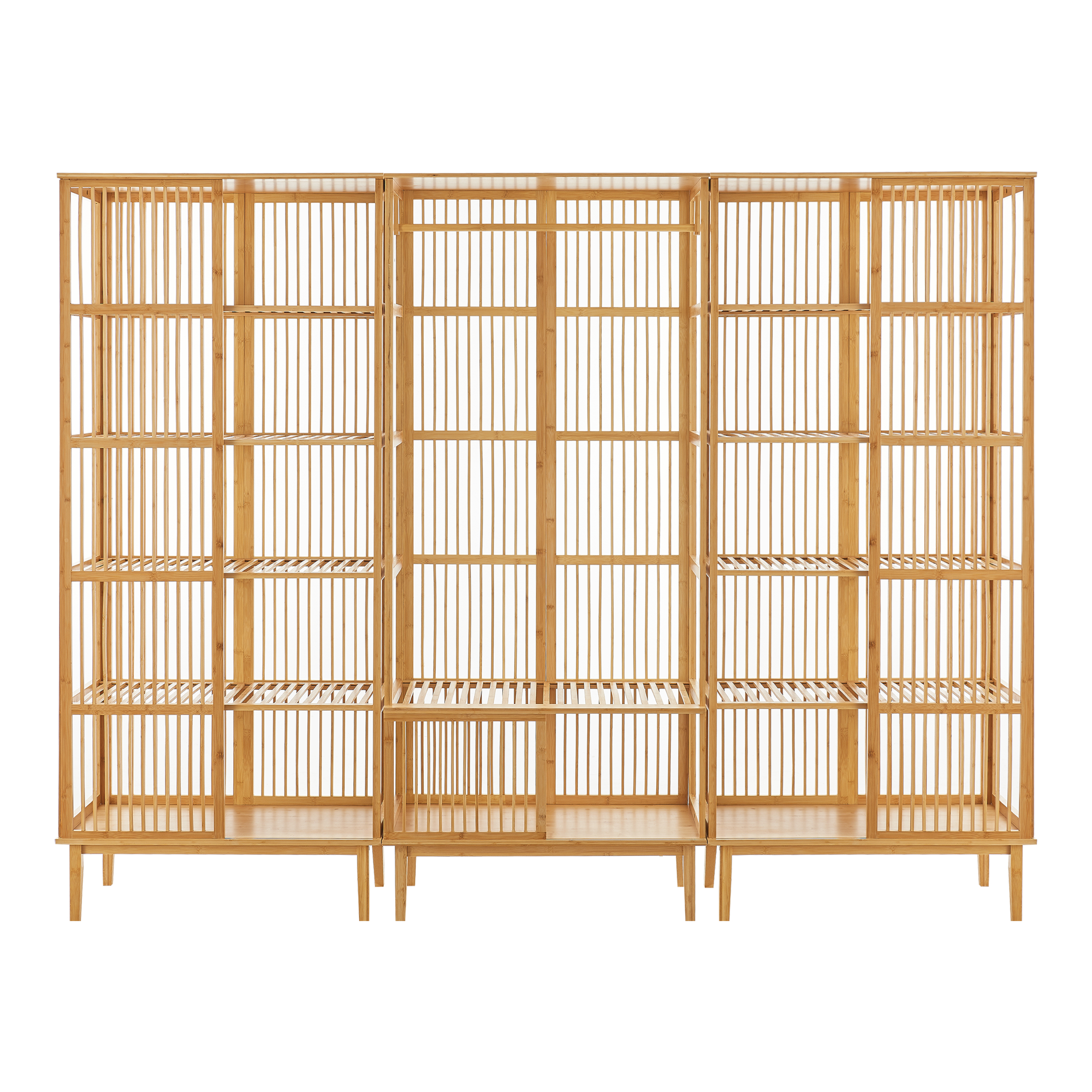 Set garderoba, en.casa, 2x PXNB-0706 - 1x PXNB-0707 Trundholm - Vemb, 185 x 240 x 45 cm, bambus, natur HausGarden Leisure