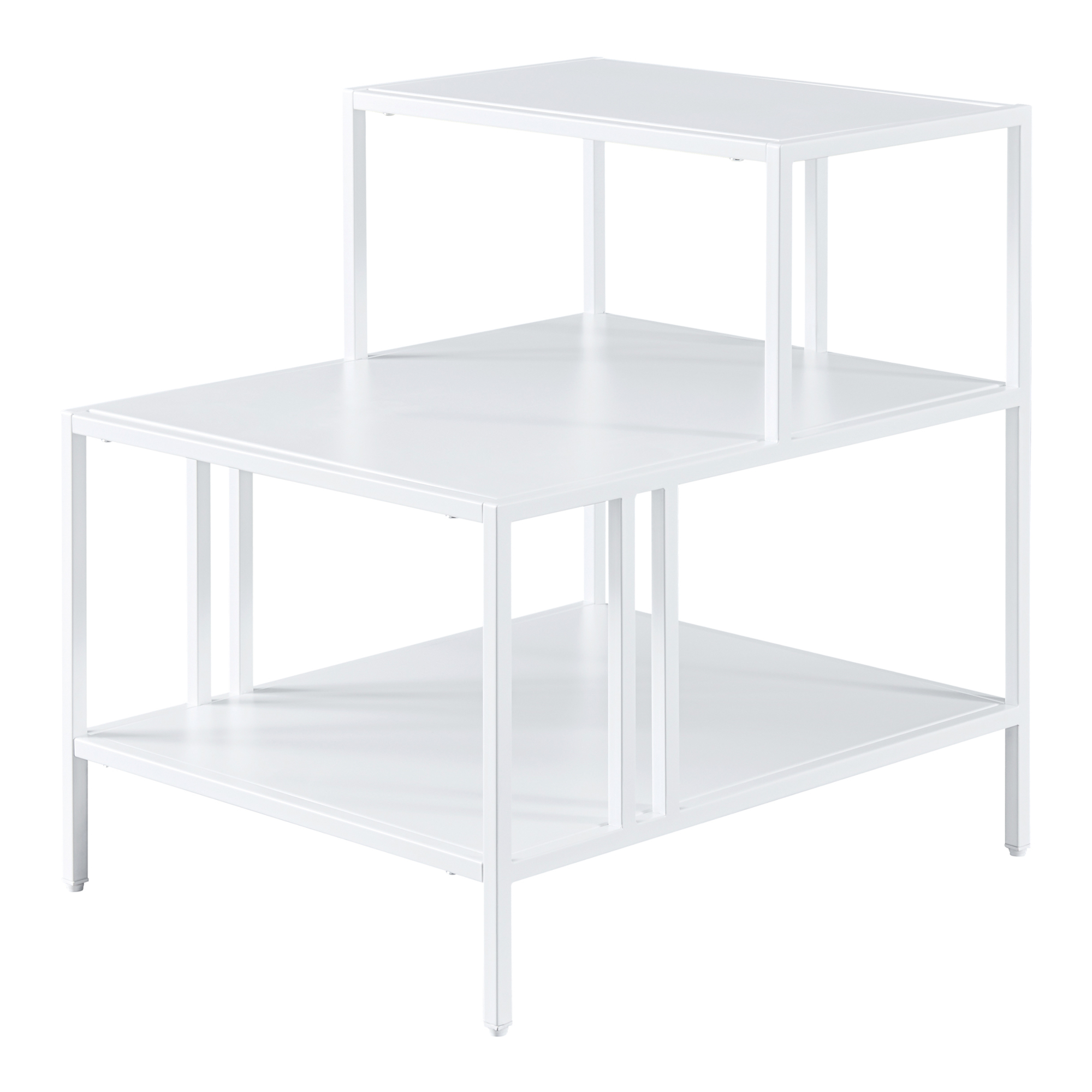 Masuta, en.casa, PXSL-0168 Kumlinge, 60 x 60 x 50 cm, otel, alb, cu 3 polite, forma scara HausGarden Leisure
