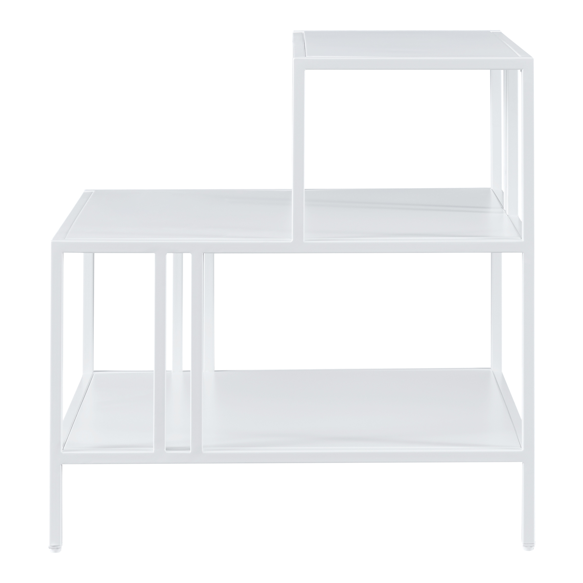 Masuta, en.casa, PXSL-0168 Kumlinge, 60 x 60 x 50 cm, otel, alb, cu 3 polite, forma scara HausGarden Leisure