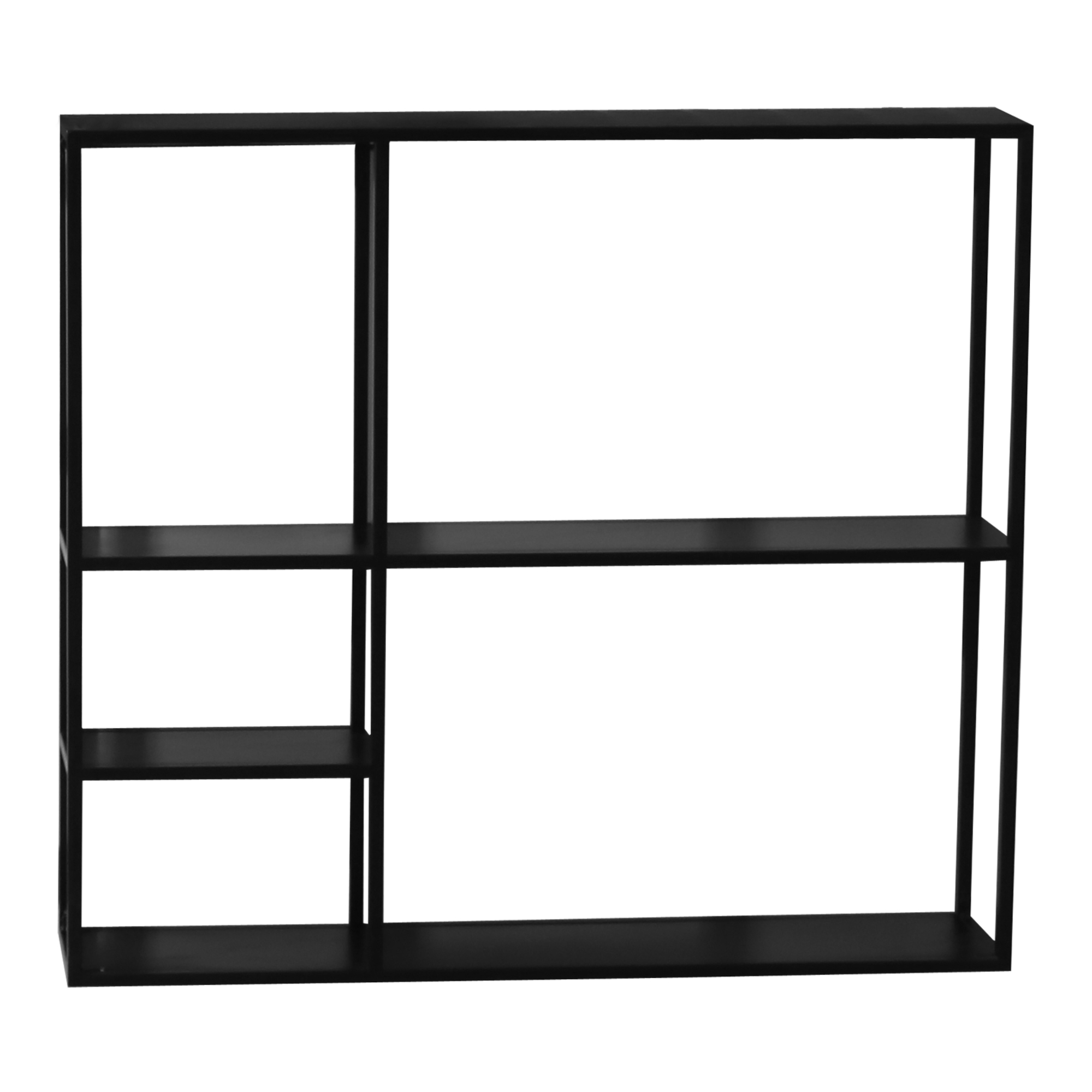 Raft, en.casa,  PXSL-0211 Jamijarvi, 90 x 100 x 18 cm, otel, negru mat, cu 5 polite depozitare, montabil pe perete HausGarden Leisure