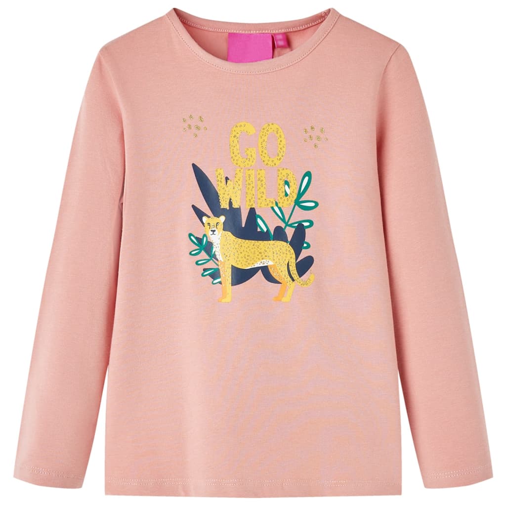Tricou pentru copii cu mâneci lungi roz deschis 128 GartenMobel Dekor
