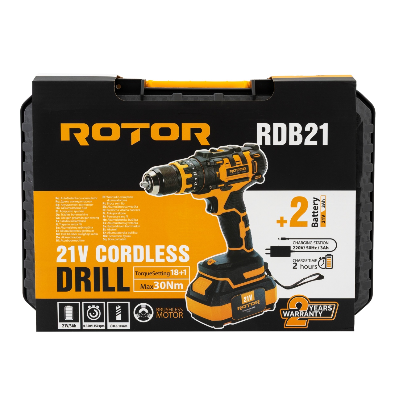 Autofiletanta pe acumulator ROTOR RDB21 21 V /3 Ah, 1350 Rot/min, 18+1, 30 Nm, Brushless Innovative ReliableTools