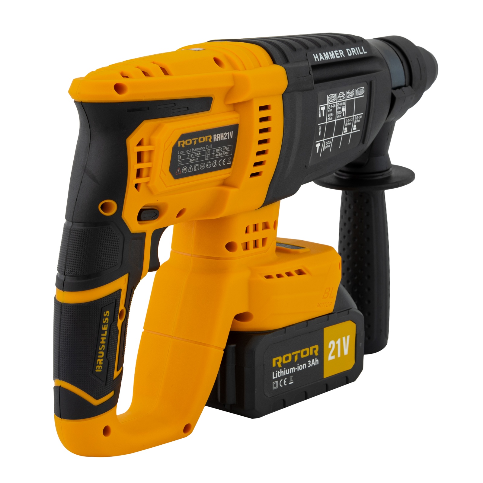 Ciocan rotopercutor cu acumulator, RRH21V ROTOR 21V/3Ah , 1800 rpm, 4450 bpm, Innovative ReliableTools
