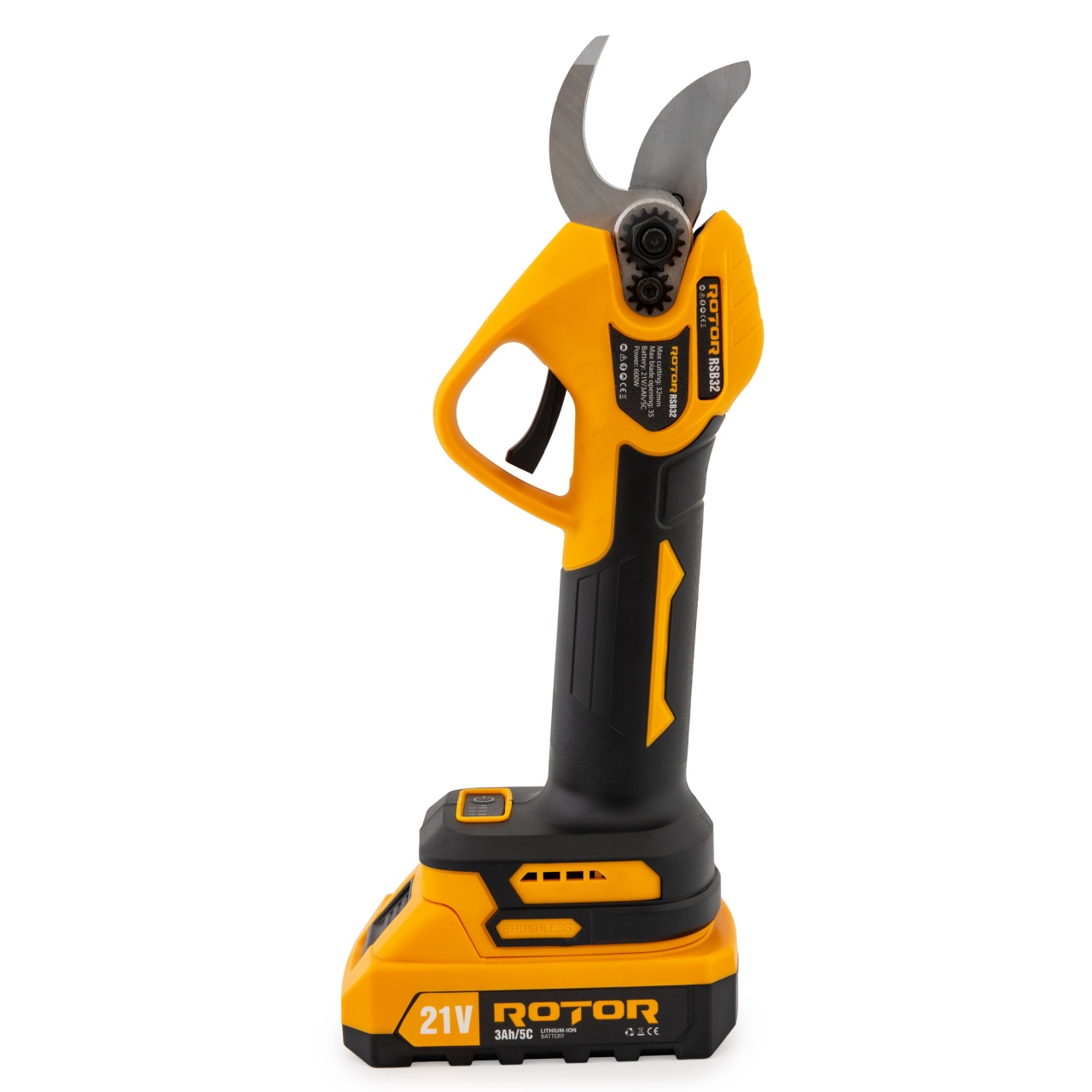 Foarfecă de grădină pe acumulator ROTOR RSB32 600W,Brushless ,2 x Acumulatori 21V 3Ah Innovative ReliableTools