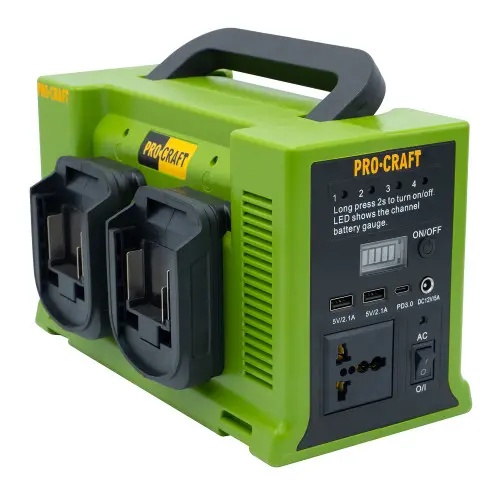 Invertor portabil pe acumulator PROCRAFT PSI20 330 W, 12 V / 5 A, Lanternă LED integrată: 10 W / 6 W Innovative ReliableTools