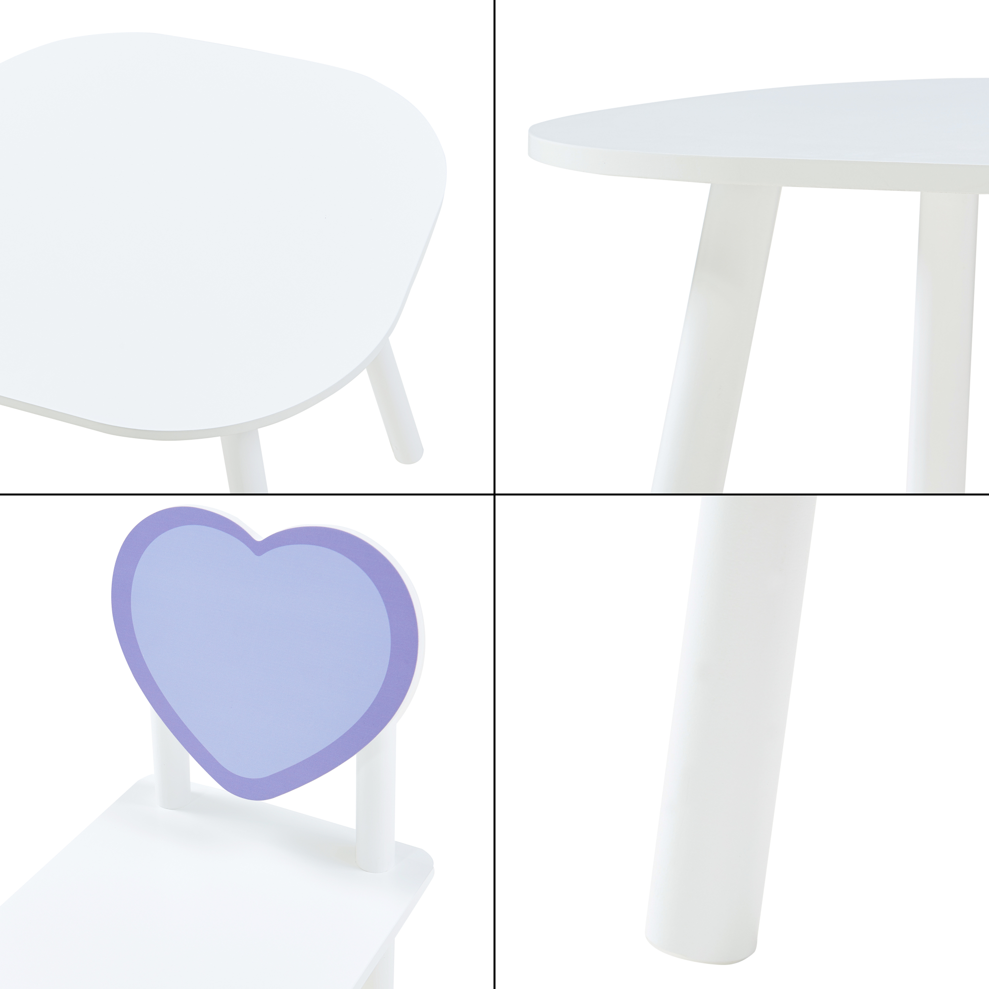 Set masa copii cu 2 scaune design inimioara Siljan alb lila [en.casa] HausGarden Leisure