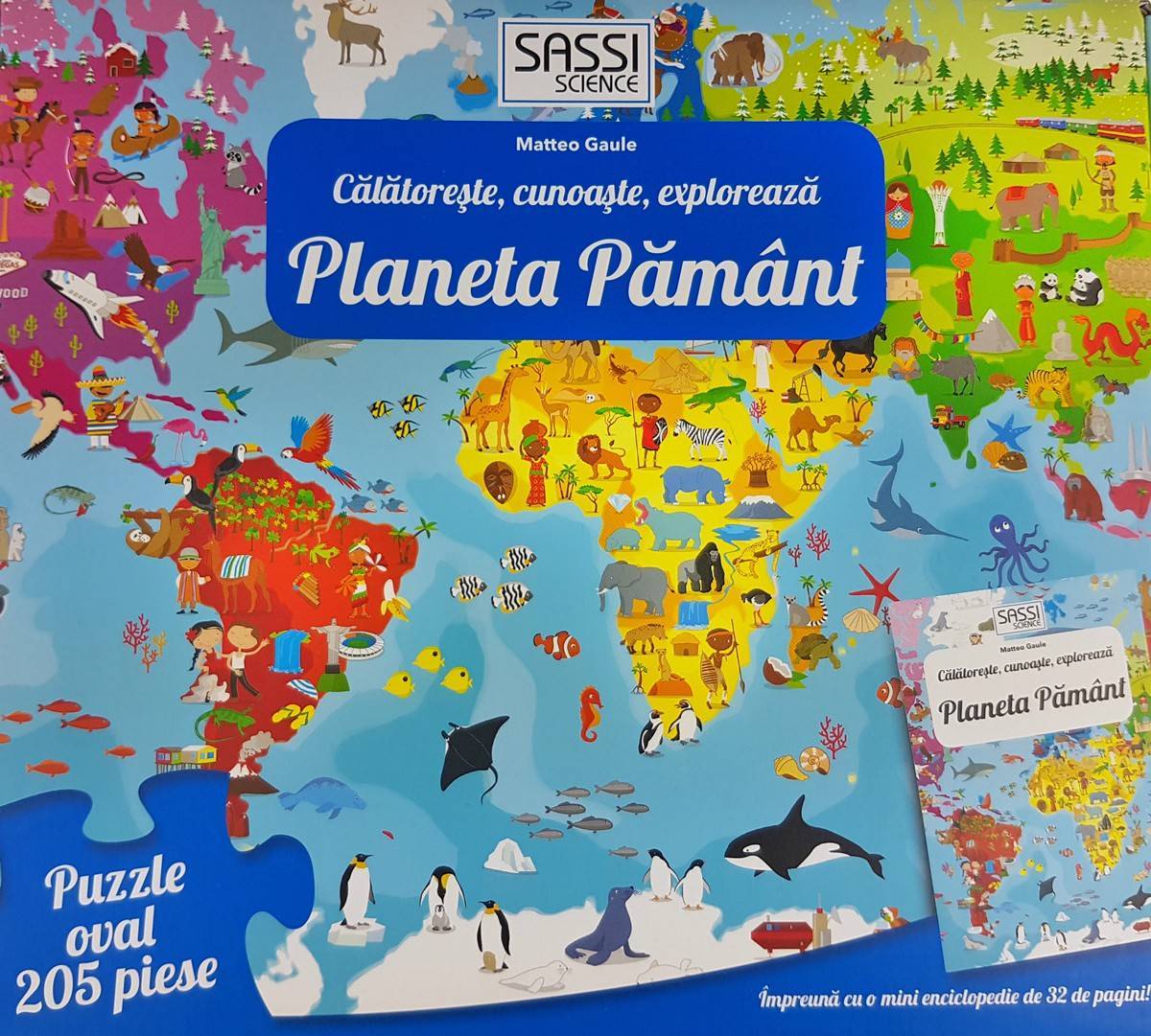 Cunoaste si exploreaza - Puzzle Planeta Pamant in limba Romana (205 piese) PlayLearn Toys