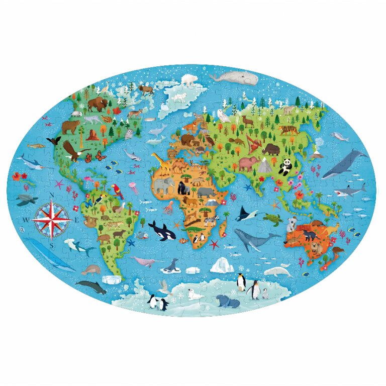 Cunoaste si exploreaza - Puzzle Animale pe cale de disparitie (205 piese) PlayLearn Toys