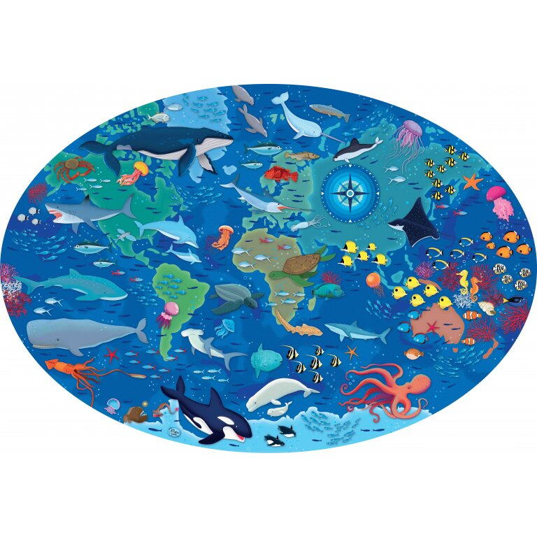 Cunoaste si exploreaza - Puzzle Mari si oceane (205 piese) PlayLearn Toys