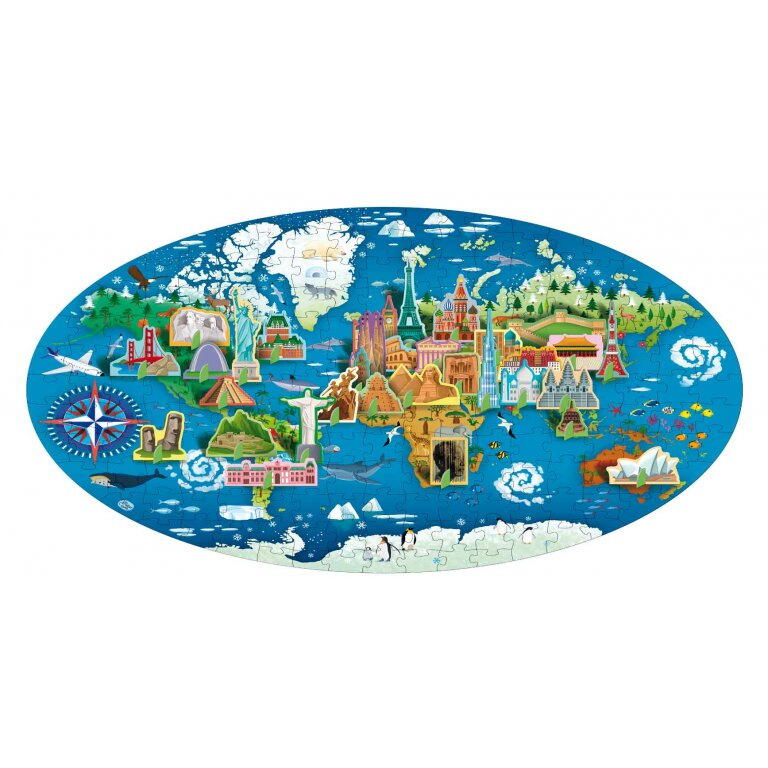 Cunoaste si exploreaza - Puzzle Monumentele lumii (200 piese) PlayLearn Toys