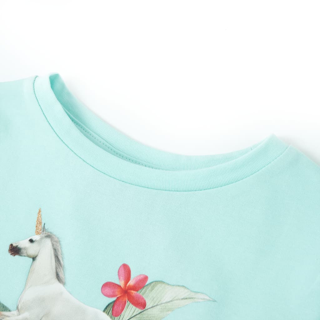 Tricou copii cu mâneci scurte, turcoaz deschis, 116 GartenMobel Dekor