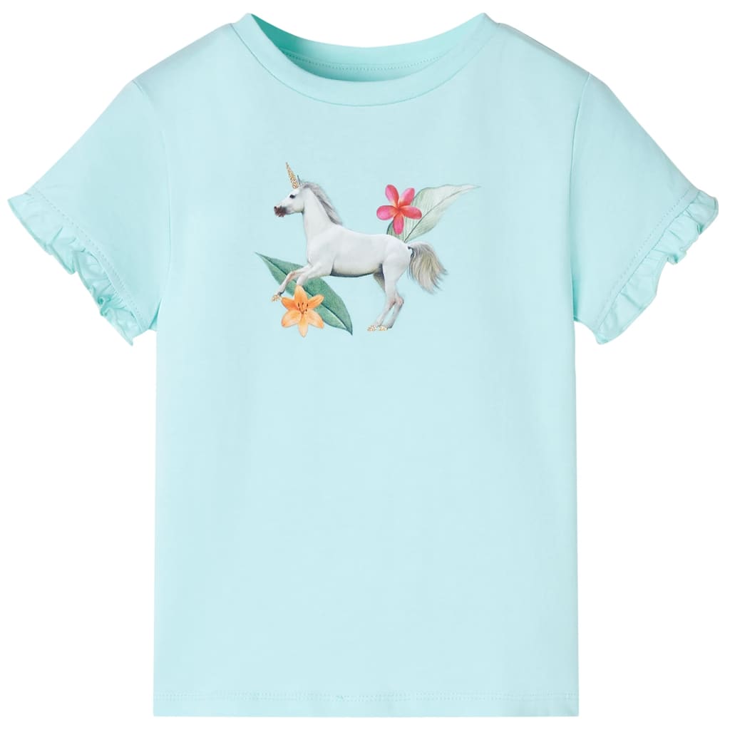 Tricou copii cu mâneci scurte, turcoaz deschis, 140 GartenMobel Dekor