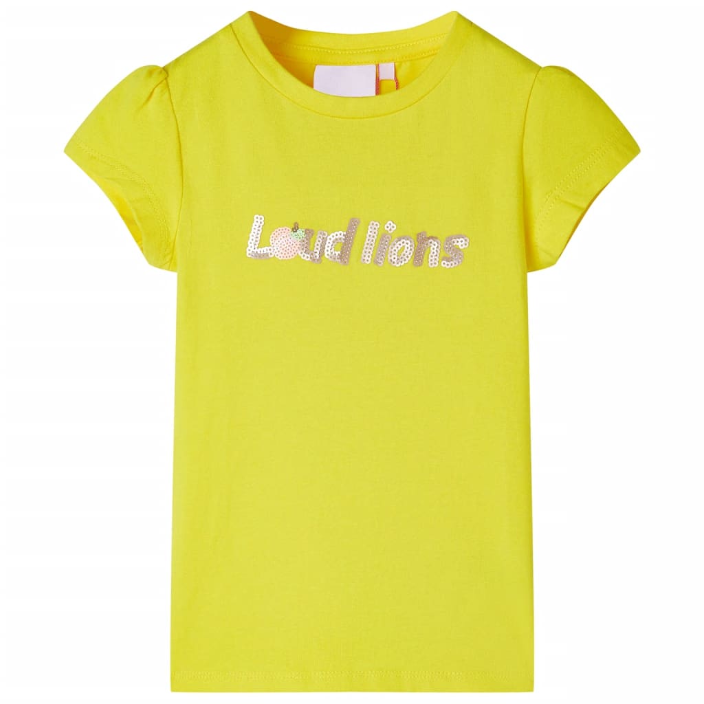 Tricou pentru copii cu mâneci lungi, galben aprins, 104 GartenMobel Dekor