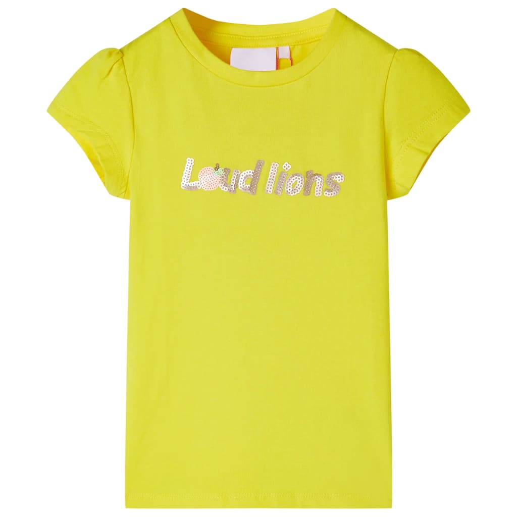 Tricou pentru copii cu mâneci lungi, galben aprins, 116 GartenMobel Dekor