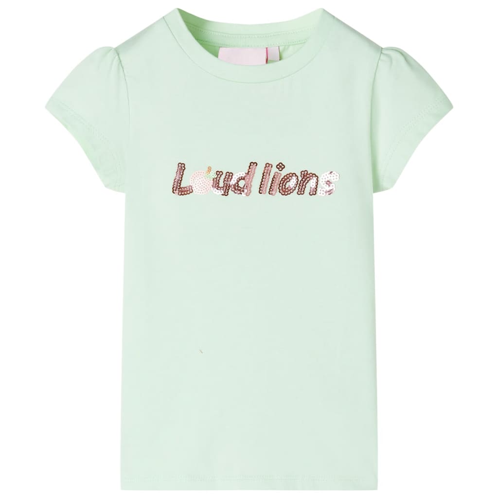 Tricou pentru copii cu mâneci șapcă verde deschis 104 GartenMobel Dekor