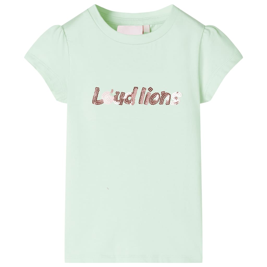 Tricou pentru copii cu mâneci șapcă verde deschis 128 GartenMobel Dekor