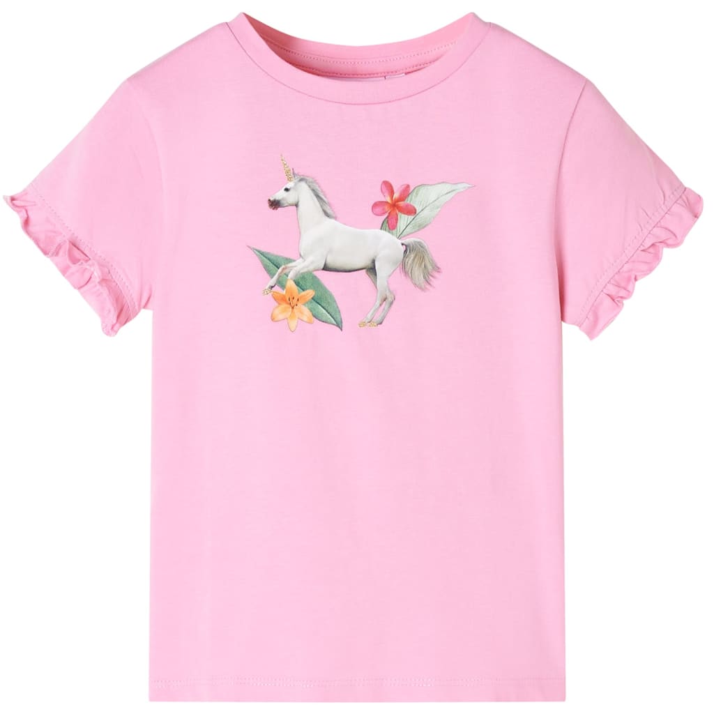 Tricou pentru copii cu mâneci scurte, roz aprins 128 GartenMobel Dekor
