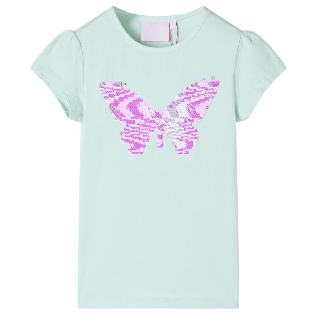 Tricou de copii mâneci tip șapcă, verde mentă, 104 GartenMobel Dekor