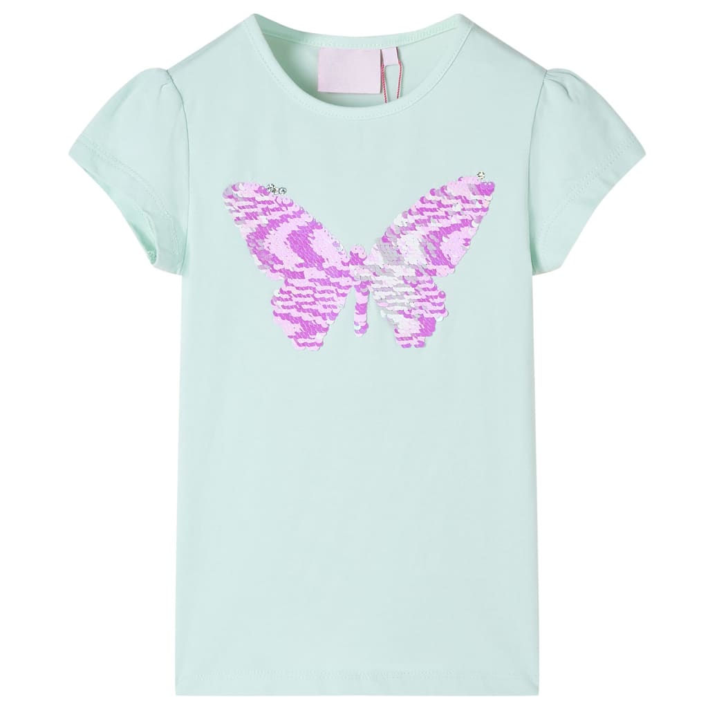 Tricou de copii mâneci tip șapcă, verde mentă, 116 GartenMobel Dekor