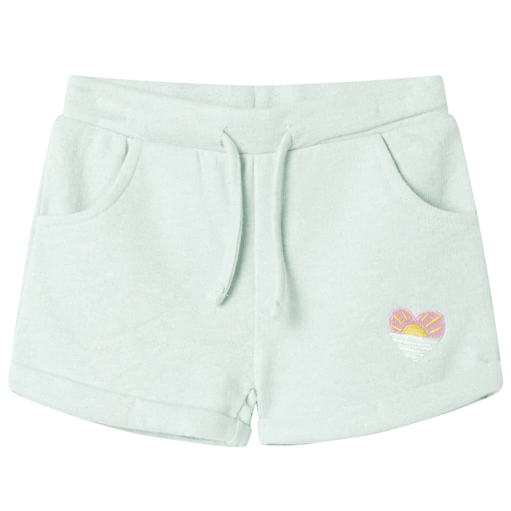 Pantaloni scurți de copii cu șnur, verde mentă deschis combinat, 116 GartenMobel Dekor