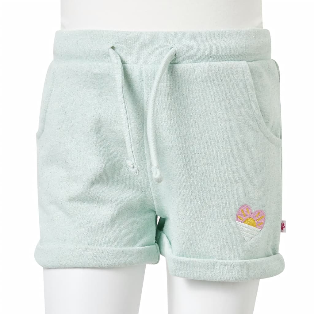 Pantaloni scurți de copii cu șnur, verde mentă deschis combinat, 116 GartenMobel Dekor