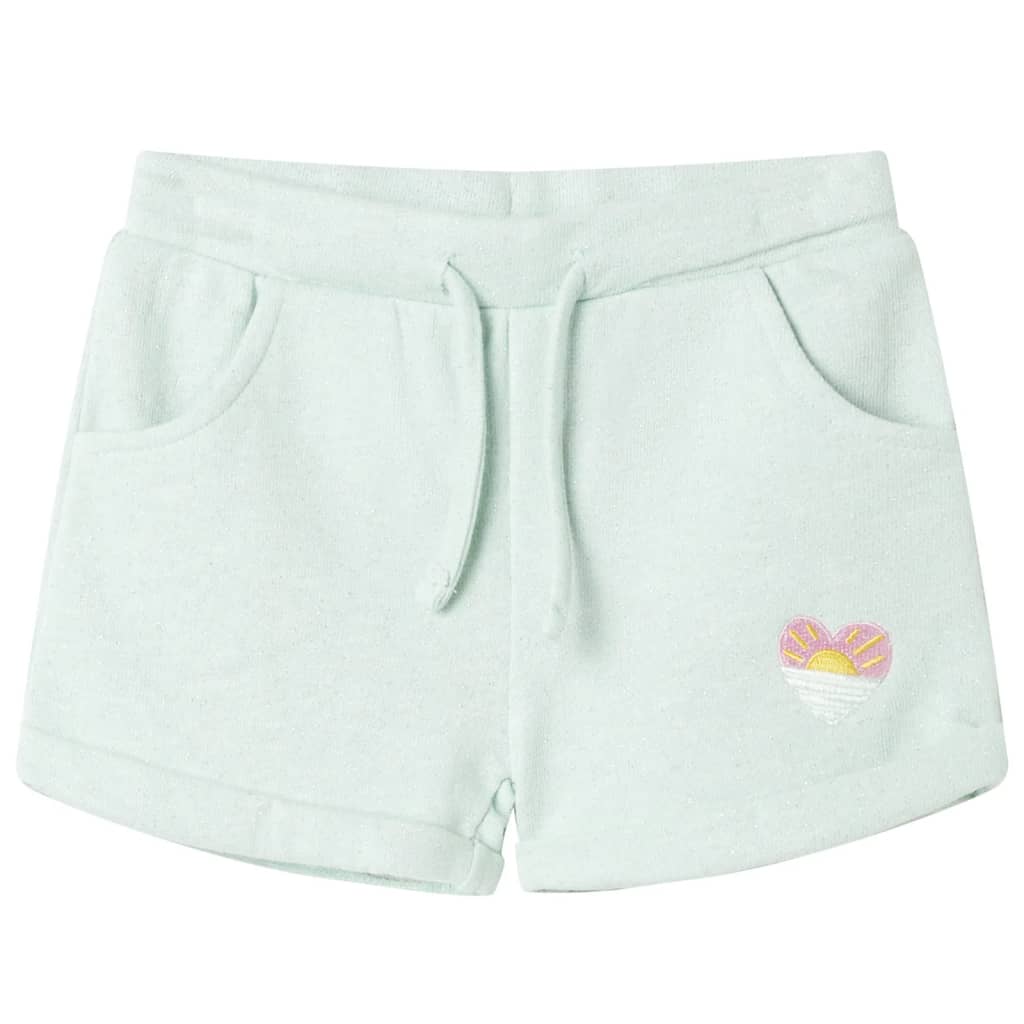 Pantaloni scurți de copii cu șnur, verde mentă deschis combinat, 128 GartenMobel Dekor