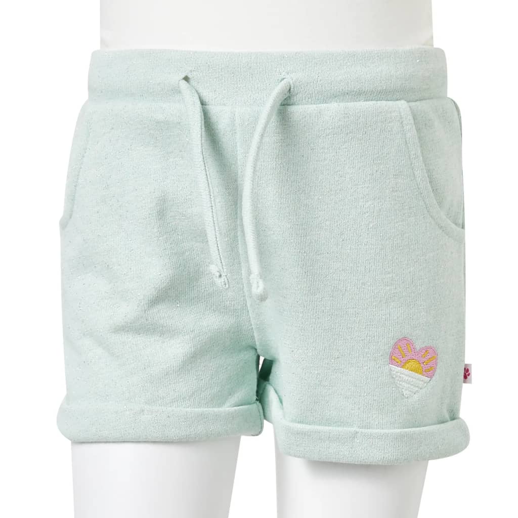 Pantaloni scurți de copii cu șnur, verde mentă deschis combinat, 128 GartenMobel Dekor