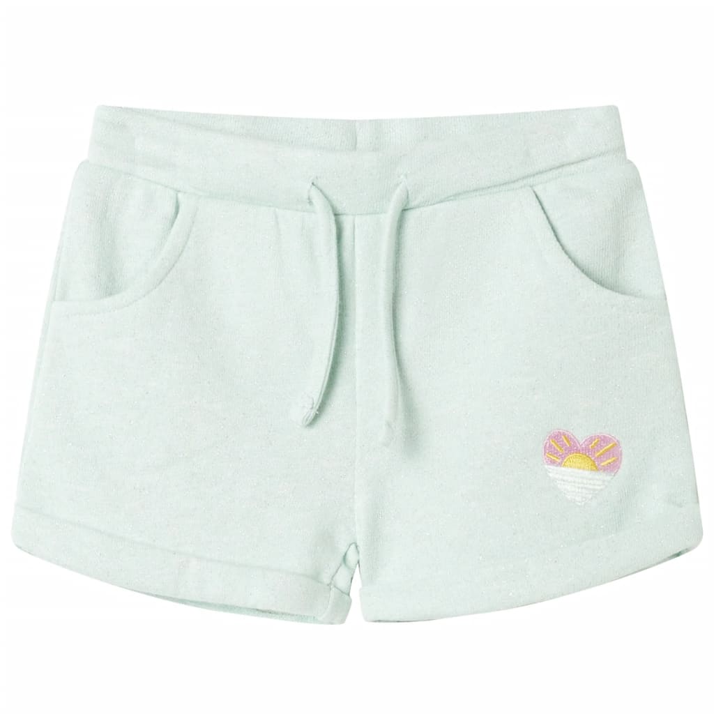 Pantaloni scurți de copii cu șnur, verde mentă deschis combinat, 140 GartenMobel Dekor