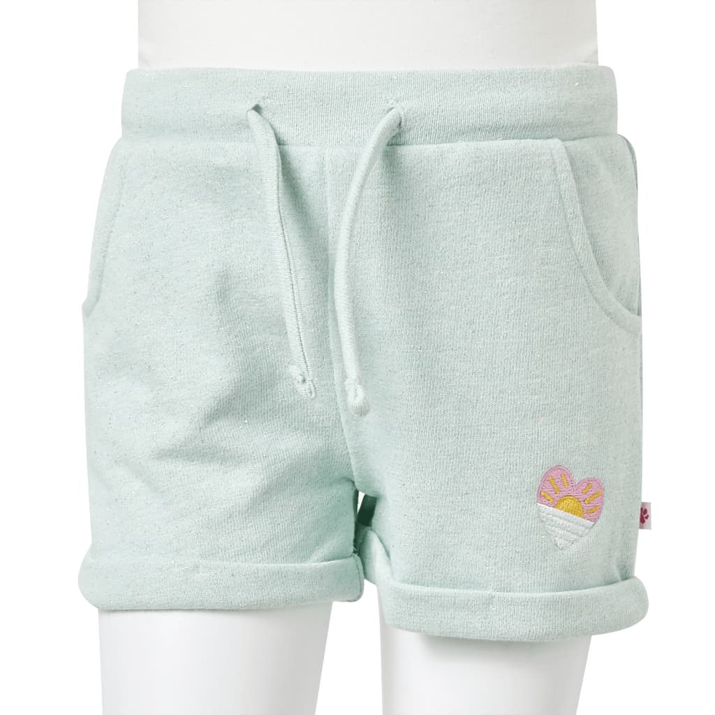Pantaloni scurți de copii cu șnur, verde mentă deschis combinat, 140 GartenMobel Dekor