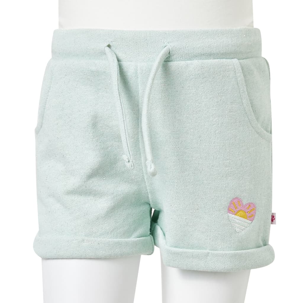 Pantaloni scurți de copii cu șnur, verde mentă deschis combinat, 92 GartenMobel Dekor