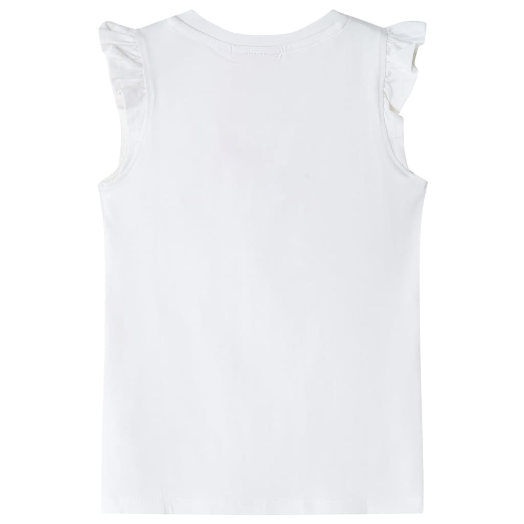 Tricou pentru copii, mâneci cu volane, ecru, 116 GartenMobel Dekor