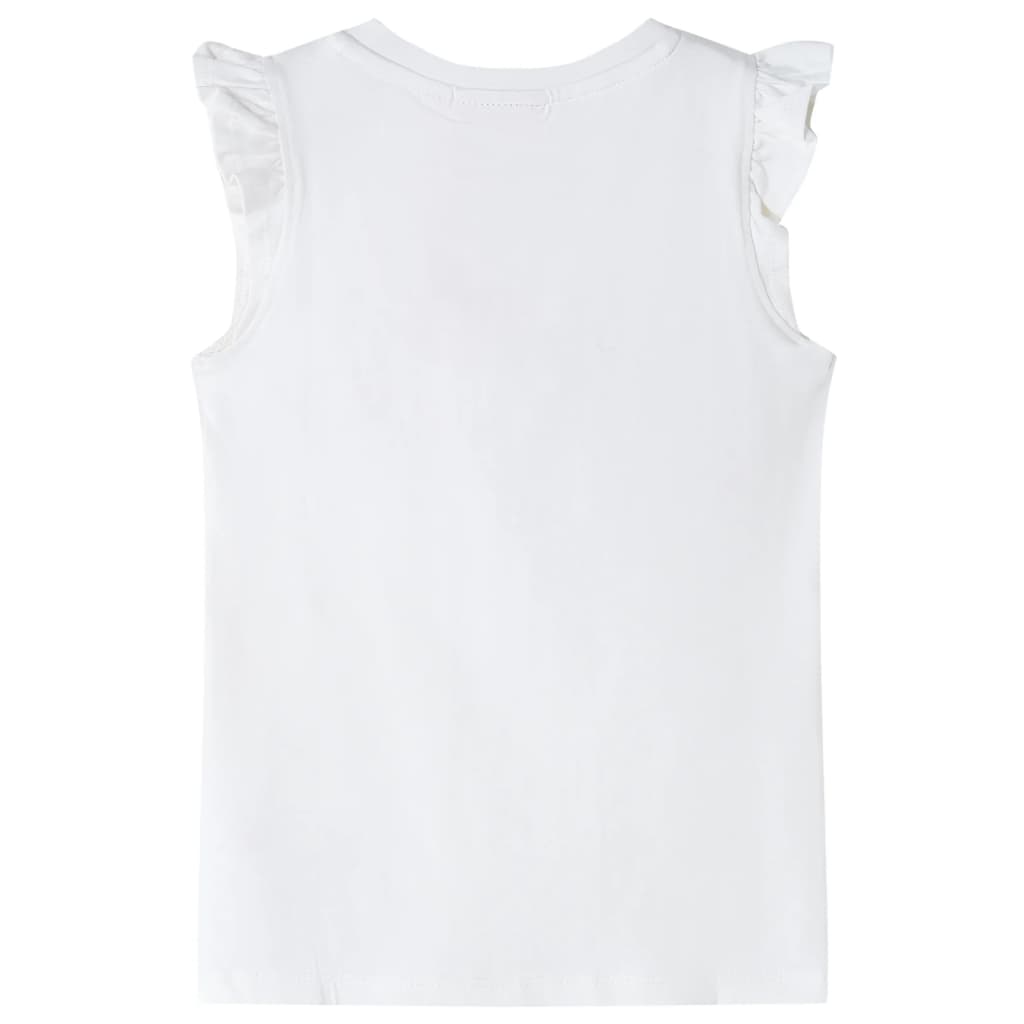Tricou pentru copii, mâneci cu volane, ecru, 128 GartenMobel Dekor