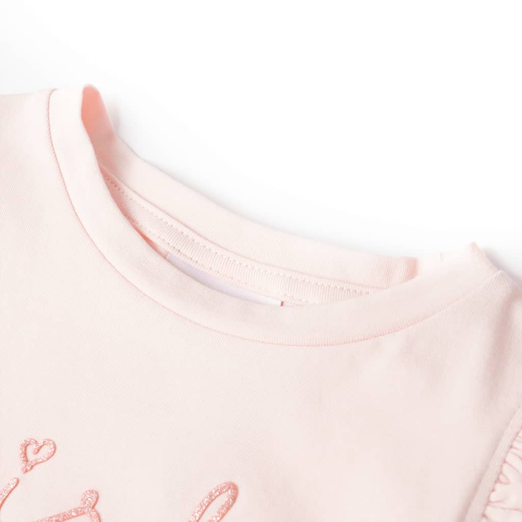 Tricou pentru copii, mâneci cu volane, roz pal, 116 GartenMobel Dekor