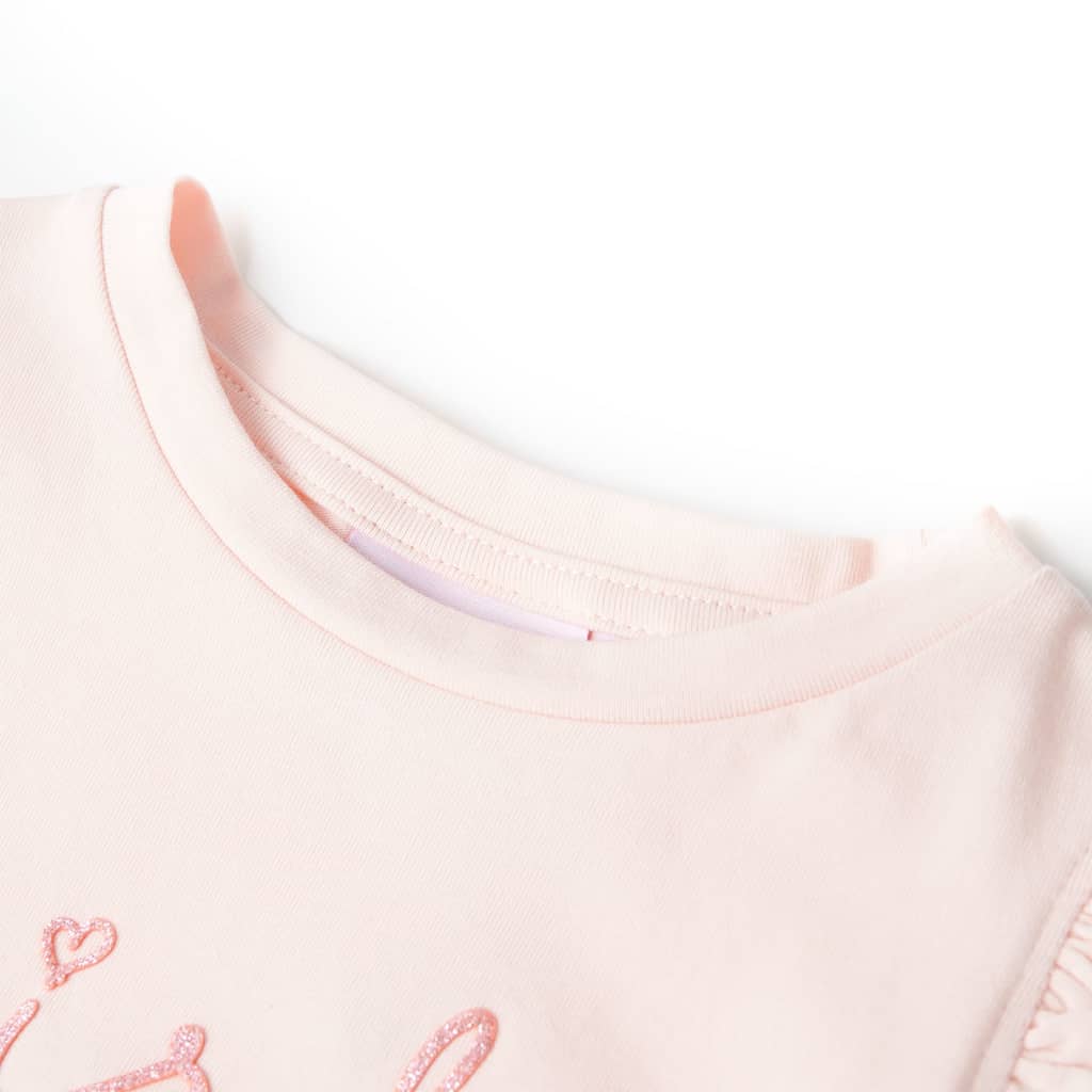 Tricou pentru copii, mâneci cu volane, roz pal, 128 GartenMobel Dekor